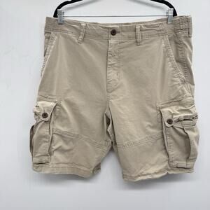 American Eagle Classic Cargo Shorts Size 38 Tan Khaki 10" Inseam Grunge Cotton